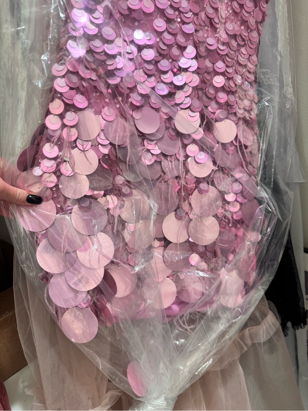 Ramy Brook Pink Sequined Plunge Mini Dress - Picture 4 of 7